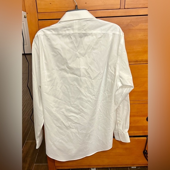 Lands End Dress Shirt Men 161/2-35 Solid White Non-Iron Supima Oxford - Picture 2 of 3